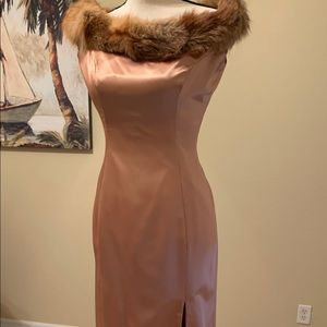 Elegant Red Fox Trimmed Gown